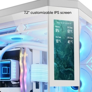 Carcasa Gaming ATX Mars Gaming MC-3TCORELCD, Ecran IPS 7,2, Alb - Img 2