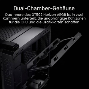 Carcasa PC ASUS TUF Gaming GT502 Horizon TG ARGB Negru, Modulare, cu 4 Ventilatoare ARGB - Img 2