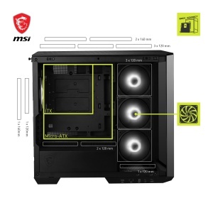 Carcasa PC MSI MAG PANO M100R PZ, mATX, 4 ventilatoare ARGB, USB Type-C - Img 5