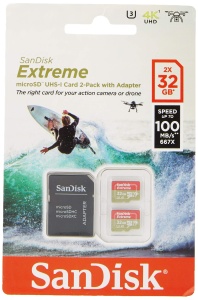 Card de memorie SanDisk Extreme 32 GB microSDHC UHS-I, viteza 100 MBs, Twin Pack