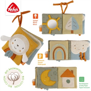 Carte din material textil Fehn - Model Oaie, cu sunete si oglinjoara, pentru bebelusi - Img 3