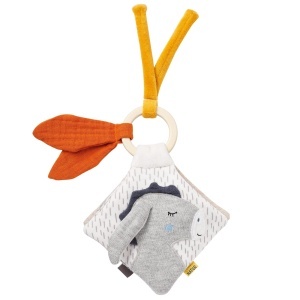 Carte senzoriala pentru bebelusi Fehn Esel Teddy cu oglinda zornaitoare si materiale organice