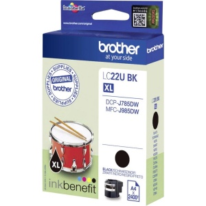 Cartus Cerneala Brother LC-22UBK Negru XL, 2400 Pagini, pentru MFC-J985DW si DCP-J785DW