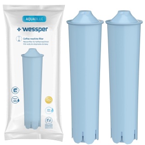 Cartuse filtrante Wessper pentru aparate de cafea complet automate, filtru de apa Aqua Blue cu carbune activ pentru aparat de cafea, cartuse compatibile cu Jura Impressa, ENA, Micro, GIGA, 71312 Blue - 2 bucati