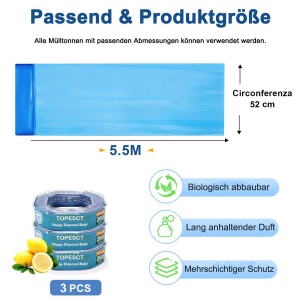 Cartuse pentru cos de gunoi TopEsct, 3 buc, capacitate 280 pampers, rezistente la mirosuri - Img 3