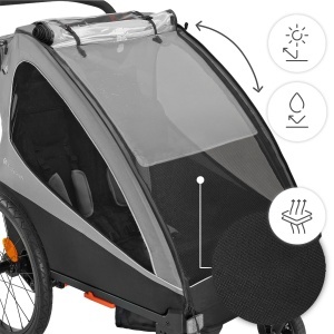 Carucior 2-in-1 Kinderkraft NAVA pentru 2 copii, roti umflate, gri - Img 9