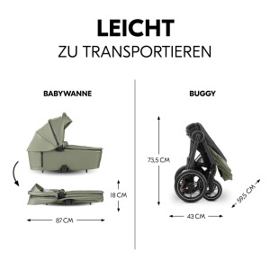 Carucior 2in1 hauck Comfort N Care SET Olive, cu gume all-terrain, pentru copii pana la 22 kg - Img 4