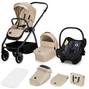 Carucior 3-in-1 LIONELO MERIL pentru copii 0-48 luni, roti all-terrain, XXL parasolar UPF50 - Img 1