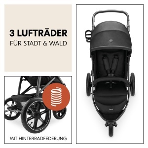 Carucior 3 roti Hauck Rapid 3 Air - pana la 25 kg, cu roti pneumatice, negru - Img 3