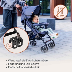 Carucior copii LIONELO Elia pliabil, 15 kg, cu maner si cos de depozitare - Img 3