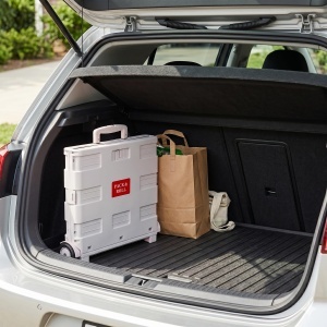 Carucior de cumparaturi Relaxdays, pliabil, capacitate 35 kg, culoare gri deschis - Img 5