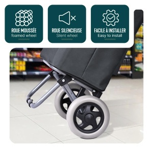 Carucior de cumparaturi VOUNOT, 59L, 2-in-1, cu roti, gri inchis - Img 6