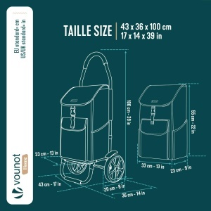 Carucior de cumparaturi VOUNOT cu cadru din aluminiu, capacitate 58L, negru - Img 3
