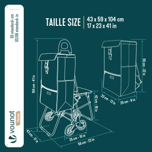 Carucior de cumparaturi VOUNOT cu sistem 6 roti, 40L, negru - Img 3