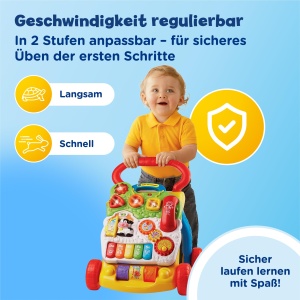Carucior de joaca VTech 80-077066, interactiv, roz, cu jocuri si muzica - Img 3