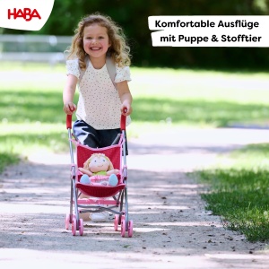 Carucior de jucarie HABA Puppenbuggy Jule pliabil manere captusite pentru papusi si jucarii de pana la 45 cm - Img 4