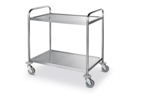 Carucior de Servire HENDI cu 2 Regalbode, Capacitate 50kg, 4 Roti