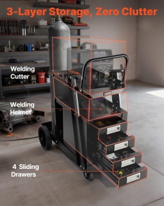 Carucior de sudura VEVOR WT-78-A cu 4 sertare, capacitate 120 kg - Img 2