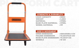 Carucior de transport BLACKDECKER BXWT-H303, max. 80KG, pliabil, 60 x 40 x 80,5 cm - Img 3