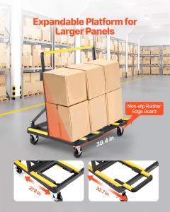 Carucior de transport VEVOR ST01, capacitate 816 kg, cu roti pivotante si maner reglabil - Img 3