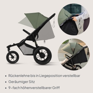 Carucior Jogging Lionelo Azura cu Roti de Aer, Capacitate 22 kg, Ajustabil - Img 8