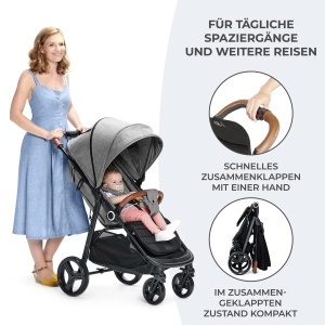 Carucior Kinderkraft GRANDE PLUS, pentru copii de la nastere pana la 22 kg, negru - Img 4