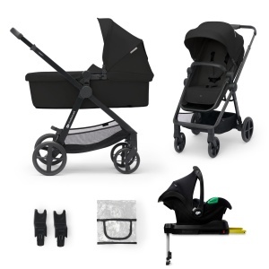 Carucior Kinderkraft NEWLY 4 in 1, usor, pana la 22 kg, negru