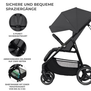 Carucior Kinderkraft TRIG 3, 25 kg, cu functie de inclinare, gri - Img 7