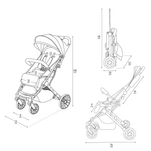 Carucior MoMi ESTELLE pliabil 15 kg cu functie de inclinare si maner telescopic - Img 8