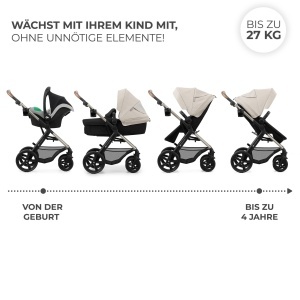 Carucior multifunctional Kinderkraft MOOV 2 3-in-1 pana la 22 kg roti EVA gri - Img 4
