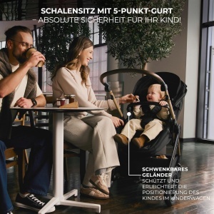 Carucior multifunctional Kinderkraft MOOV 2 XL AIR 3 in 1 Gri roti mari gonflabile - Img 8