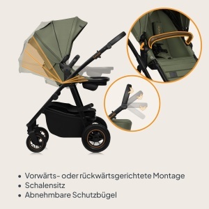Carucior multifunctional Lionelo Amber Plus 2-in-1 pentru copii 0-4 ani roti 360deg spatar reglabil accesorii incluse - Img 4