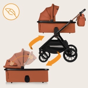 Carucior multifunctional Lionelo Layla 2 in 1 0-48 luni roti PU pivotante suspensie completa - Img 3
