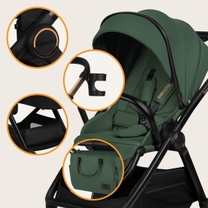 Carucior multifunctional Lionelo Layla 2 in 1 0-48 luni suspensie completa roti PU pivotante XXL UPF 50 - Img 8