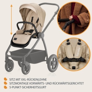 Carucior multifunctional Lionelo Meril 2-in-1 22 kg roti 360deg protectie UPF 50 - Img 5