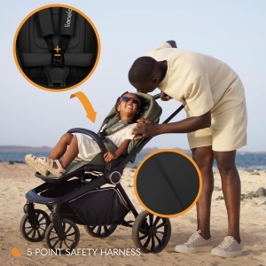 Carucior multifunctional Lionelo Mika Plus 2-in-1 0-48 luni roti PU 360deg XXL-verdea UPF 50 - Img 3