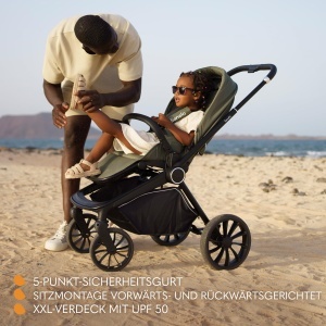 Carucior multifunctional Lionelo Mika Plus 3-in-1 0-48 luni 22 kg amortizare roti 360deg XXL-verdeac UPF 50 - Img 7