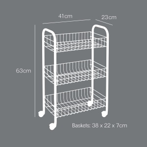 Carucior multifunctional Metaltex 3 etaje, inox, 41 x 23 x 63 cm - Img 4