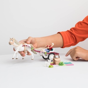Carucior pentru cai Schleich Horse Club 42467, 38 piese, cu accesorii - Img 6