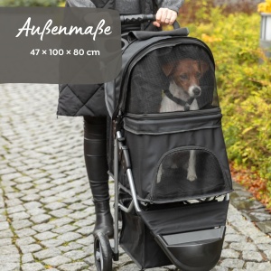 Carucior pentru caini TRIXIE 28958, 47 100 80 CM, negru, 4,6 kg - Img 3