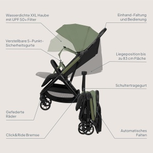 Carucior pentru copii Lionelo Julie Air, 7.5 kg, sistem de pliere automata, roti pivotante - Img 9