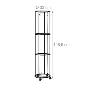 Carucior pentru mingi Relaxdays, 148,5 x 33 cm, cu 4 roti, negru - Img 4