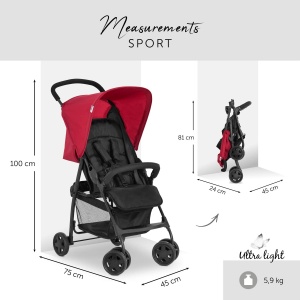 Carucior Sport hauck cu greutate de 5,9 kg, pliabil rapid, culoare Rosu - Img 2
