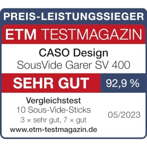 CASO 1310 SV400 Sous Vide Stick, pentru recipiente cu volum de pana la 20 l, 25-90 degC in trepte de 0,5 degC, IPX7, design cu economie de spatiu, otel inoxidabil, negru - Img 13