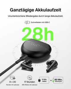 Casti audio Belkin SoundForm Rhythm ANC, Bluetooth 5.3, Negru, Rezistente la apa - Img 3