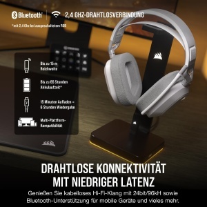Casti audio CORSAIR HS80 MAX Wireless, Dolby Atmos, 65 ore autonomie, Alb - Img 3