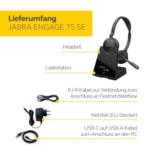 Casti audio Jabra Engage 75 SE Stereo, DECT, Negru, pentru apeluri profesionale - Img 7