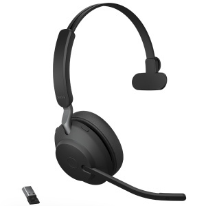 Casti audio Jabra Evolve2 65, wireless, negru, optimizate pentru Microsoft Teams