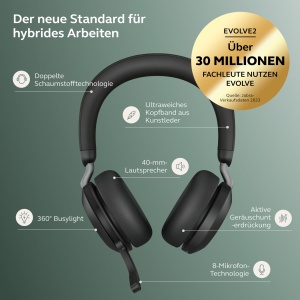 Casti audio Jabra Evolve2 75, wireless, activare zgomot, negru - Img 3