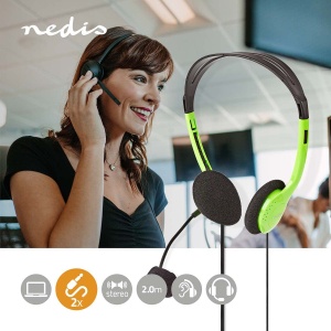 Casti audio NEDIS PC-Headset Stereo cu Microfon Extern 2.00 m Verde - Img 2
